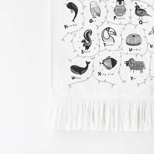 Vista 3 de Wee Gallery Tapiz de alfabeto de animales, tela de algodón orgánico, decoración de pared para bebé, niños, guardería, sala de juegos, educativo