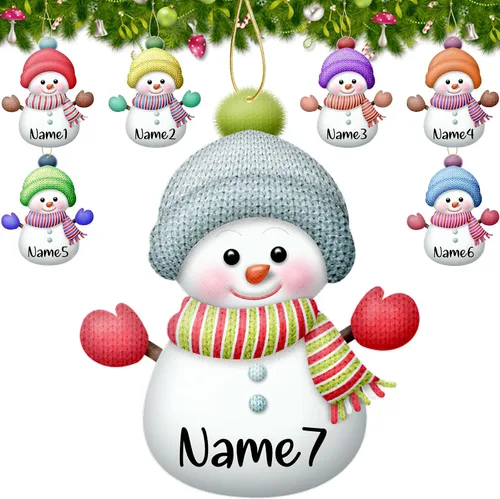 Vista 10 de 7 adornos de Navidad personalizados con nombre personalizado muñeco de nieve para árbol de Navidad, decoraciones colgantes regalos personalizados