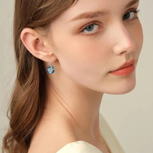 Vista 11 de POPKIMI Bonitos aretes colgantes de animales, joyería de animales, regalos de cumpleaños y Navidad para mujeres, aretes de ópalo de cristal de plata