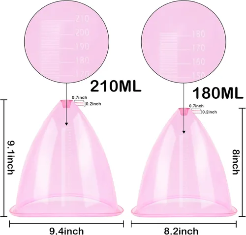 Vista 2 de weiwei Ventosas para glúteos de 7.1 fl oz y 6.1 fl oz, accesorios para máquina de ventosas de terapia de vacío XL, tazas de vacío para glúteos