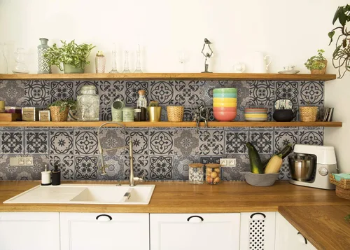 Vista 2 de Calcomanías de bricolaje para decoración de chimenea, resistentes al calor, calcomanías simples y sin ensuciar, calcomanías para azulejos
