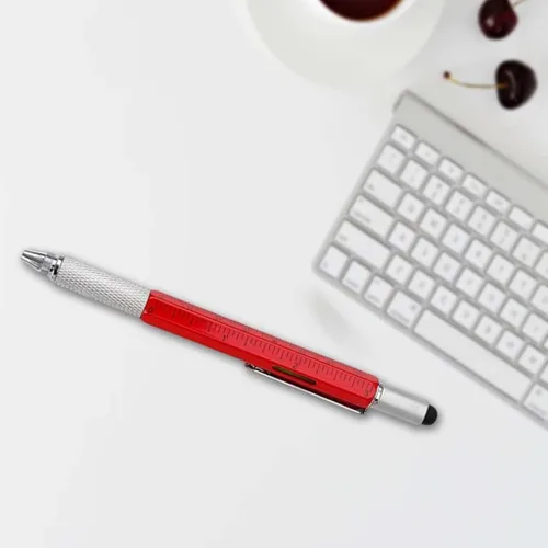 Vista 3 de Multifunctional Pen Multitool Pen Ballpoint Pen Screwdriver Ruler Level Metal Compact Design Retractable Writing Tip Suitable for