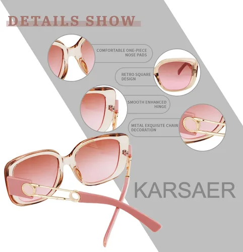 Vista 5 de Karsaer Vision - Gafas de sol cuadradas vintage de moda para mujer con estilo inspirado en la conducción
