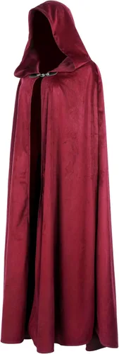 Vista 2 de JPXH Capa medieval con capucha, capa renacentista, disfraz de Halloween Rojo