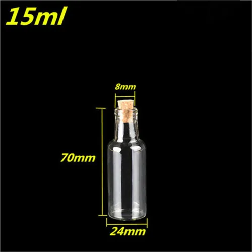 Vista 4 de Botellas de cristal transparente con tapón de corcho, para decoración de bodas
