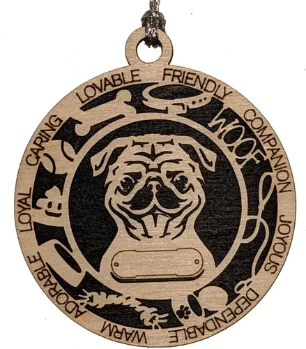 Vista 103 de Adorno de Navidad personalizado para perro Cavalier King Charles Spaniel, redondo de 3 pulgadas, madera cortada con láser de 2 capas, nombre y texto