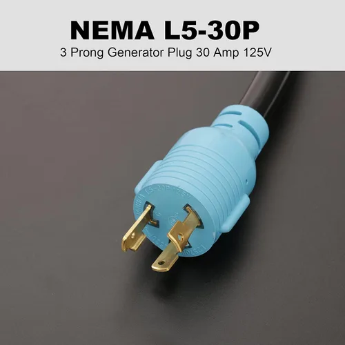 Vista 4 de CircleCord Cable adaptador NEMA L5-30P a L14-30R, adaptador de interruptor de transferencia de generador de 4 a 3 puntas, bloqueo giratorio