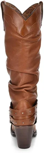 Vista 5 de Cuadra Botas vaqueras de moda para mujer color dorado cuero de vacuno hechas a mano tallas de 6 a 95 Marrón