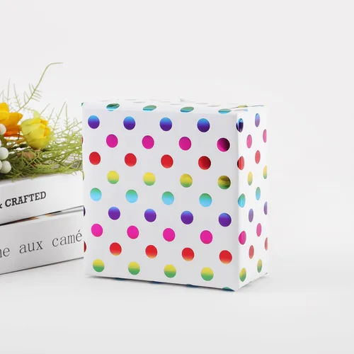 Vista 5 de Miss DuiDui Rollo de papel de regalo de puntos, 17 x 315 pulgadas, papel de regalo con diseño de puntos de aluminio coloridos para fiestas