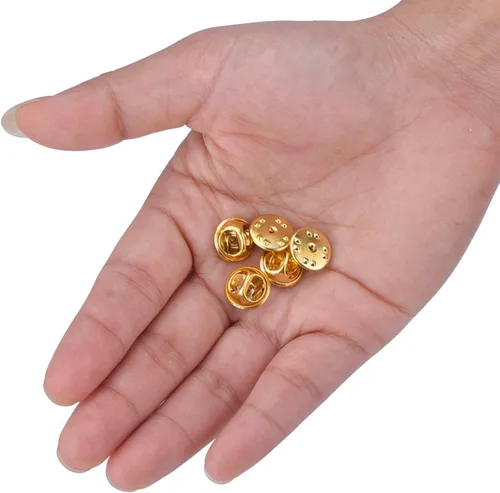 Vista 5 de Onwon 30 piezas de latón mariposa Cluth Insignia Insignia Embragues – No requiere herramientas, cierre de pasador de metal a granel, cierre de Dorado