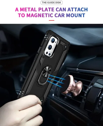 Vista 6 de ADDIT OnePlus 9 Pro - Funda para OnePlus 9 Pro, con anillo de soporte, soporte ajustable, grado militar, protección resistente, a prueba de golpes