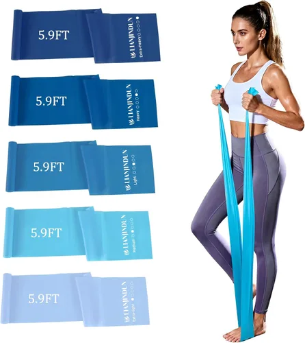 Vista 12 de 5-Piece Resistance Bands Set, 5.9 ft, Latex-Free for Exercise and Therapy Elastic Bands for Stretching, Physical Therapy, Yoga, Pilates and Home