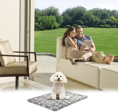 Vista 6 de KROSER Alfombrilla para Jaula Reversible (Fría y Cálida), Lavable a Máquina, para Perros Pequeños a XXX-Grandes, Gris, Azul Marino