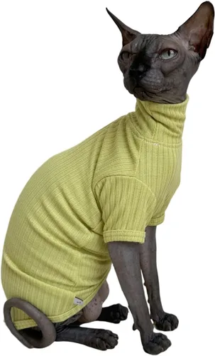 Vista 4 de Beep Blue Sphynx Cat Shirt Ropa Cuello Alto Algodón Gato Chaleco Suéter Sin mangas, material suave, suéter para las cuatro estaciones, mezcla
