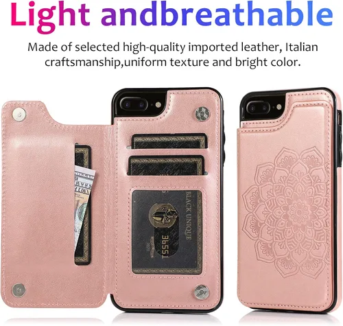 Vista 3 de Asuwish Compatible con iPhone 7plus 8plus 7/8 Plus con funda y protector de pantalla de vidrio templado, ranura para tarjeta celular, soporte