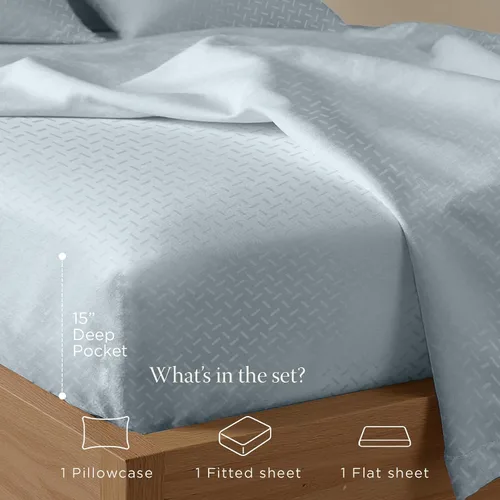 Vista 263 de Threadmill Juego de sábanas de algodón Twin Sábanas 100% algodón para cama tamaño Twin Juego de sábanas de satén jacquard damasco con bolsillo
