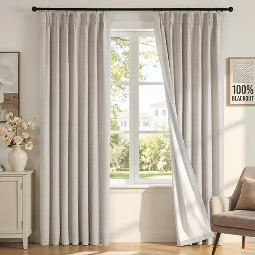 Vista 14 de H.VERSAILTEX Cortinas 100% de opacidad para dormitorio, cortinas plisadas para sala de estar, cortinas opacas con aislamiento térmico entrenadas