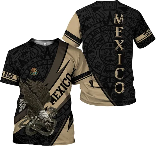 Vista 2 de Camisas mexicanas con nombre personalizado para hombres, camisas de México personalizadas para hombres, camisas de México para mujeres, camisa