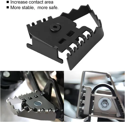 Vista 3 de Acouto Pedales de extensión de freno trasero para motocicleta, pedal de palanca de freno trasero ancho de acero inoxidable, extensor de almohadilla