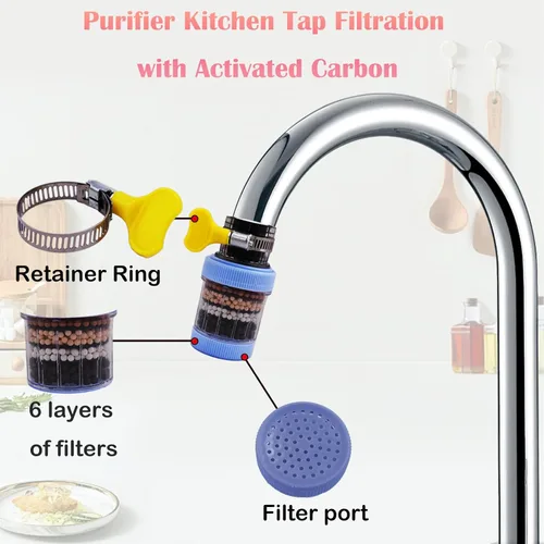 Vista 2 de Paquete de 3 filtros de montaje en grifo, filtro de agua de grifo con carbón activado que elimina el fluoruro de cloro, metales pesados, agua dura