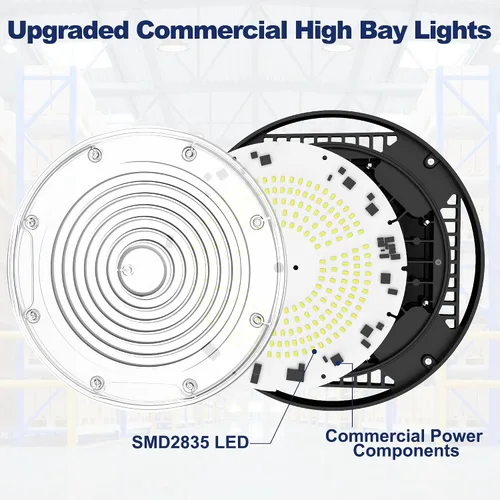 Vista 9 de CINOTON Luz LED UFO de Bahía Alta de 100W, Luces LED de Aluminio para Tienda con 15000LM, Iluminación de Bahía Comercial de 5000K para Almacén