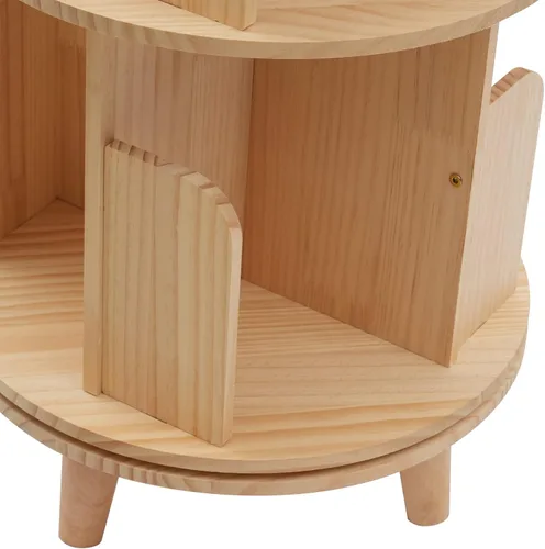 Vista 9 de Estantería giratoria, estante de almacenamiento independiente de 360°, estante de almacenamiento de madera, organizador de escritorio, organizador