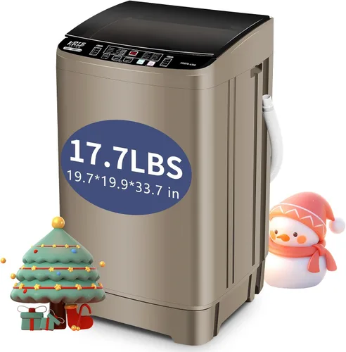 Vista 11 de KRIB BLING Lavadora completamente automática de 17.7 libras con pantalla LED, bomba de drenaje portátil para lavadora, 10 programas y 8 niveles