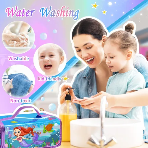 Vista 6 de weirtoya 56 marcadores perfumados lavables con estuche con purpurina, arte y manualidades de unicornio de sirena para niños de 4 a 8 años, kits