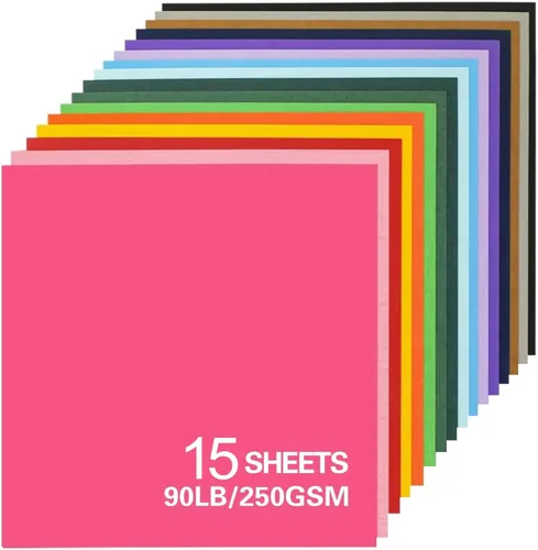 Vista 11 de 15 hojas de papel de cartulina negra, cartulina de 12 x 12 pulgadas para Cricut, papel de construcción grueso para hacer tarjetas, álbumes de Negro