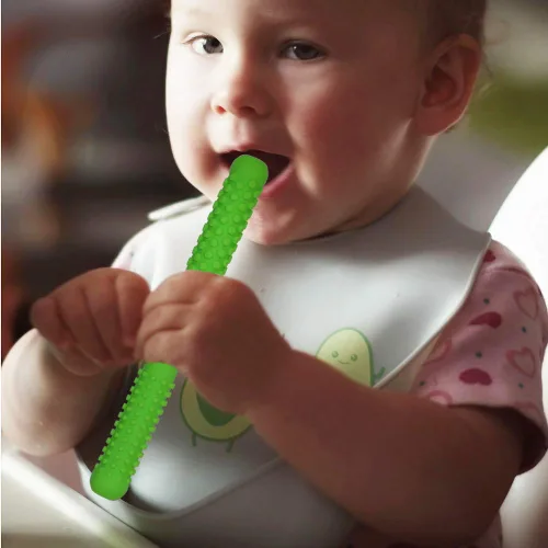 Vista 7 de Tubos de dentición huecos para bebés, niñas y niños, paquete de 6 tubos de silicona para bebés con mordida de lactancia, pajitas masticables