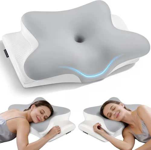 Vista 8 de Almohada cervical para el cuello para aliviar el dolor, almohada ergonómica para dormir de lado para dormir, almohada ortopédica de apoyo