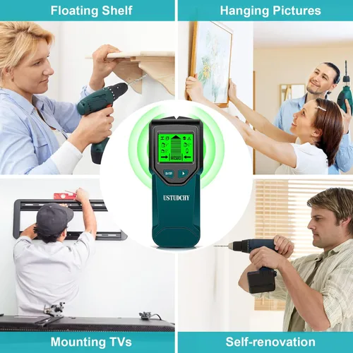 Vista 6 de Buscador de pernos – Escáner electrónico de pared 5 en 1, sensor de pernos con pantalla LCD digital y chip inteligente inteligente, detector