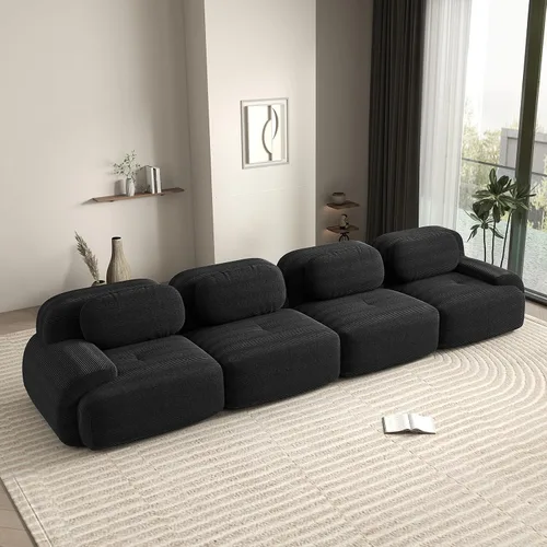 Vista 27 de Sofá biplaza moderno de 80 pulgadas para sala de estar, sofá de pana en forma de nube con asiento profundo, sofá modular negro, sofás de dos plazas