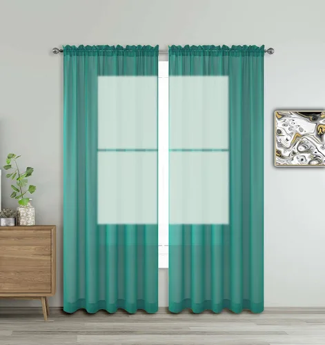 Vista 37 de WPM - Cortinas traslúcidas de color beige de 60 pulgadas de ancho x 95 pulgadas de largo, 2 paneles tratamiento de ventana para sala de estar