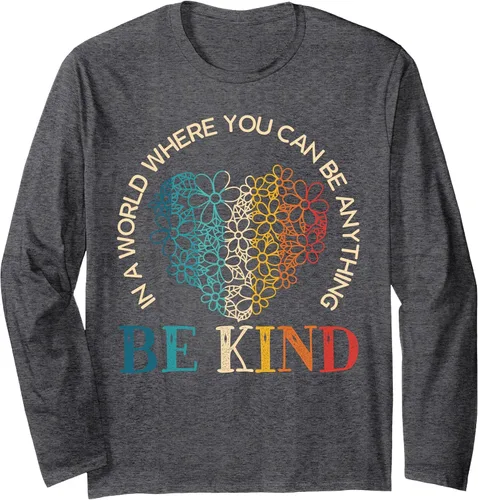 Vista 5 de in A World Where You Can Be Anything Be Kind Kindness Long Sleeve T-Shirt Black