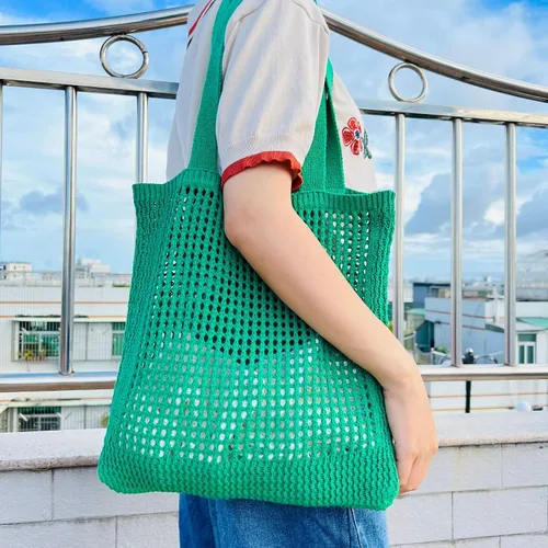 Vista 3 de Bolso Hobo de ganchillo para mujer, estilo casa de campo de hadas Y2K, bolsa de playa bonita