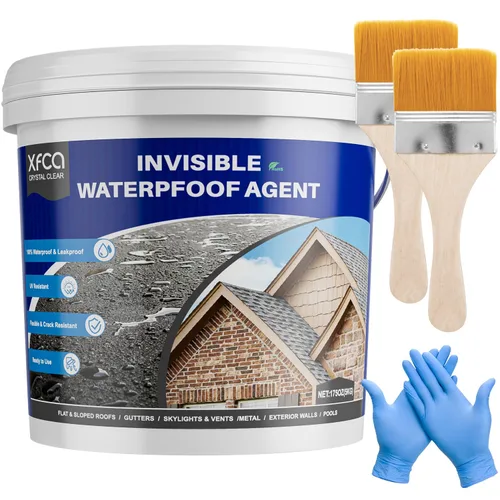 Vista 8 de Sellador impermeable transparente, revestimiento impermeable transparente de 5 galones, agente invisible a prueba de agua líquido para techos