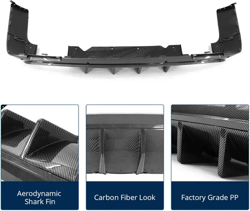 Vista 4 de FREEMOTOR802 Difusor Trasero Compatible con Dodge Challenger 2015-2023, Impresión de Fibra de Carbono PP Moldura de Parachoques Trasero Labio