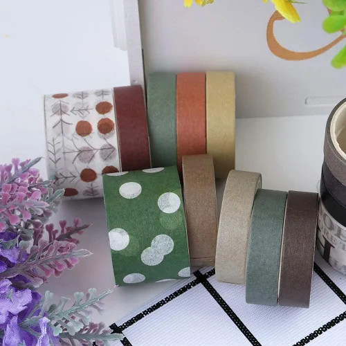 Vista 9 de Basic Collection - Juego de 100 rollos de cinta adhesiva de color sólido de 0.39/0.98 pulgadas de ancho, cinta adhesiva para decoración de arte