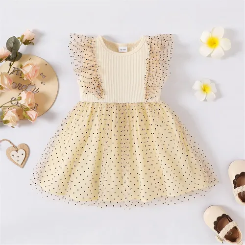Vista 6 de Vestido de princesa 100 % algodón sin mangas tutú vestido de verano para niñas pequeñas, vestido de malla con volantes 3M-3Y