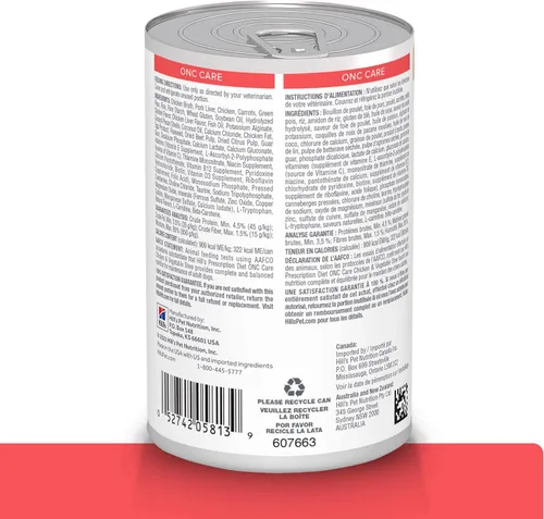 Vista 2 de Hill's Prescription Diet ONC Care - Alimento húmedo para perros, estofado de pollo y verduras, dieta veterinaria, latas de 12.5 onzas, paquete de 12