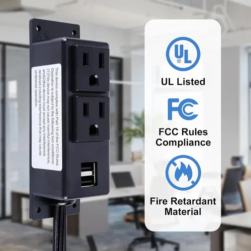 Vista 2 de Kit de toma de corriente eléctrica accesorio seguro para armas, toma de corriente segura con USB Certificado UL, cumple con la FCC
