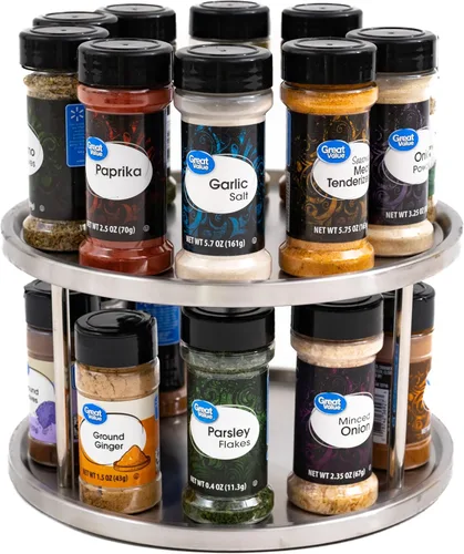 Vista 2 de Estilo Lazy Susan de acero inoxidable - diseño de 2 niveles, gira 360 º