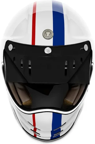 Vista 5 de TORC T3/Baja - Casco de motocicleta de fibra de vidrio retro clásico de cara completa con aprobación DOT y ECE Lealtad blanca brillante