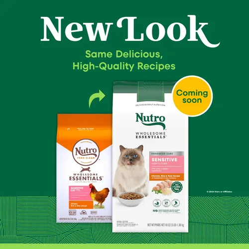 Vista 3 de Nutro Wholesome Essentials - Alimento seco natural para gatos, receta de estómago, pollo, arroz y guisantes, croqueta para gatos, bolsa de 3 libras