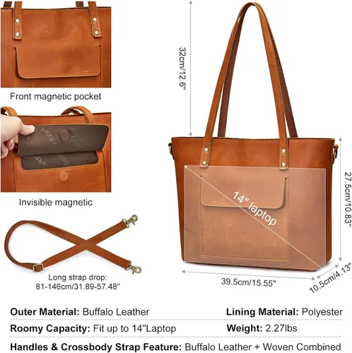Vista 10 de S-ZONE Bolso bandolera vintage de cuero genuino para mujer