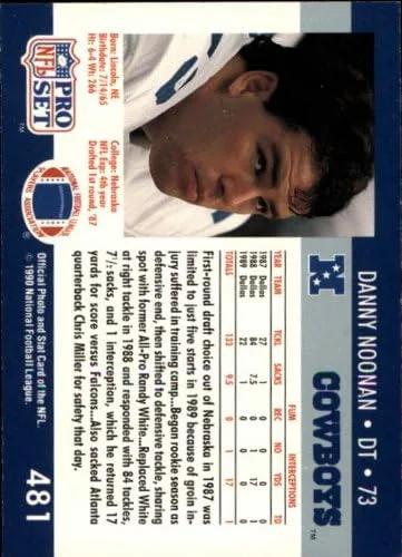 Vista 2 de 1990 Pro Set Football Card #481 Danny Noonan