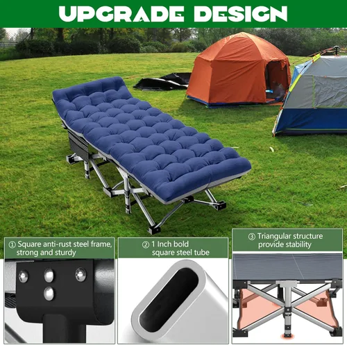 Vista 3 de NAIZEA Catres plegables para adultos, catre portátil con colchón, cama resistente al aire libre con bolsa de transporte 1200d tela Oxford catres