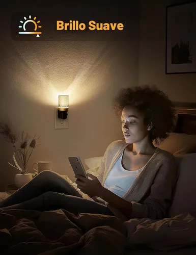 Vista 4 de JandCase Luz Nocturna, Luces Nocturnas Regulables Enchufables en la Pared, Sensor de Luz Nocturna de Encendido/Apagado Automático, Luz Nocturna LED