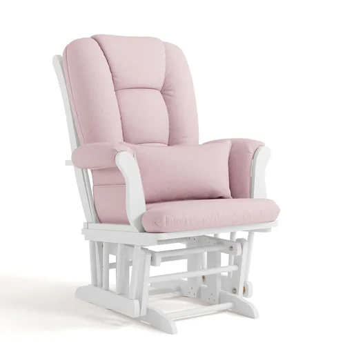 Vista 10 de Storkcraft Tuscany - Mecedora y Otomana Personalizada con Almohada Lumbar Gratis (Remolino Blanco/Rosa Rubor) – Silla Mecedora de Lactancia Cómoda